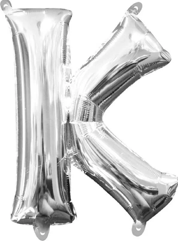 Balon napihljiv, "K", srebrni, 40cm + palčka za napihnit