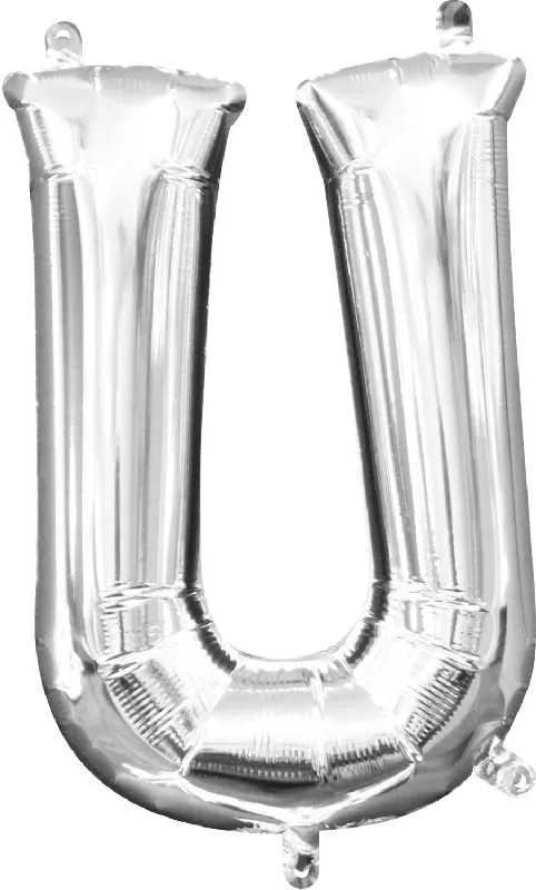 Balon napihljiv, "U", srebrni, 40cm + palčka za napihnit