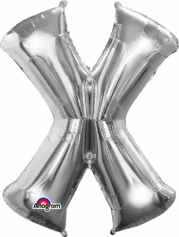 Balon napihljiv, "X", srebrni, 40cm + palčka za napihnit