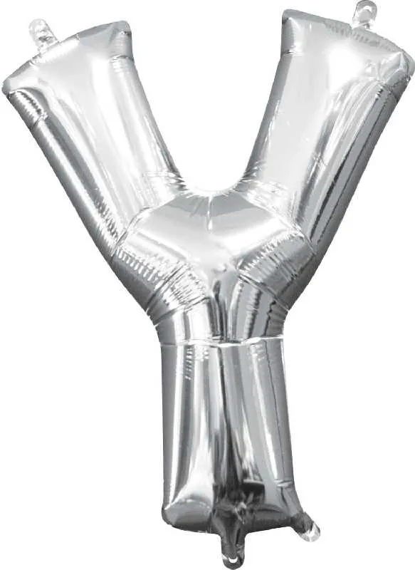 Balon napihljiv, "Y", srebrni, 40cm + palčka za napihnit