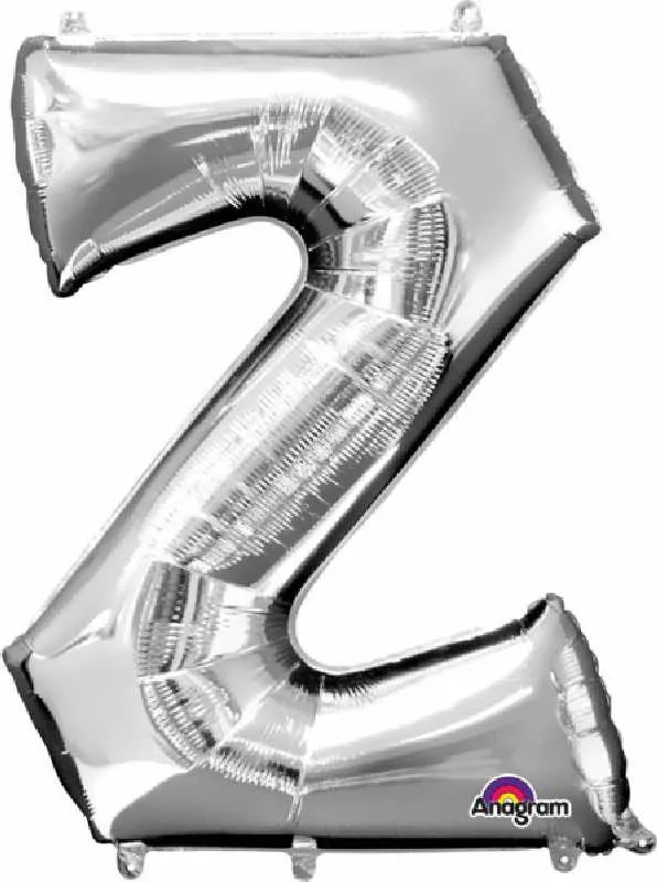 Balon napihljiv, "Z", srebrni, 40cm + palčka za napihnit