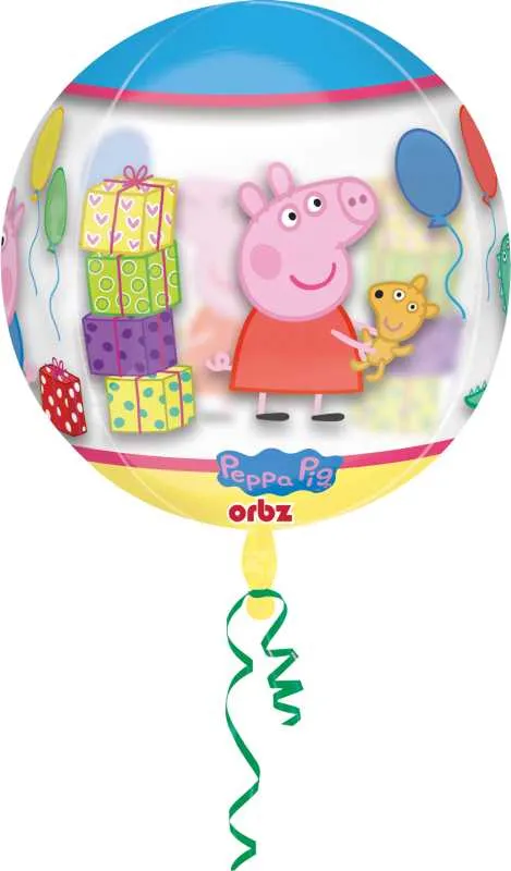 Balon napihljiv, za helij, otroški, prozoren, Pujsa Pepa, 38x40cm