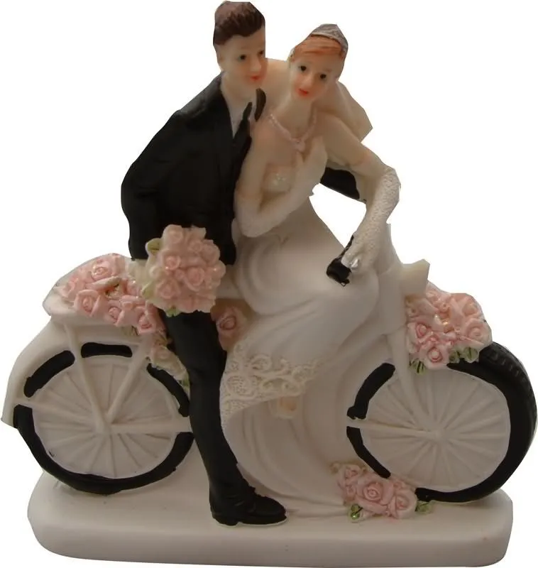 Poročni par na kolesu, polymasa, 13x13cm, sort.