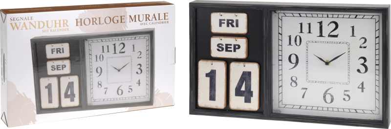 Stenska ura s koledarjem, 50x30x5cm