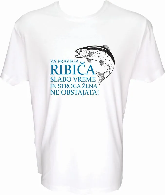 Majica-Za pravega ribiča L-bela