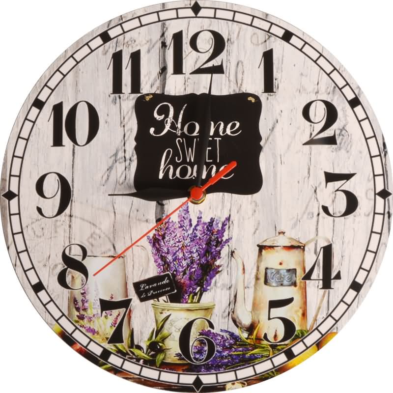 Stenska ura, šopek sivke "Home sweet home", 28 cm