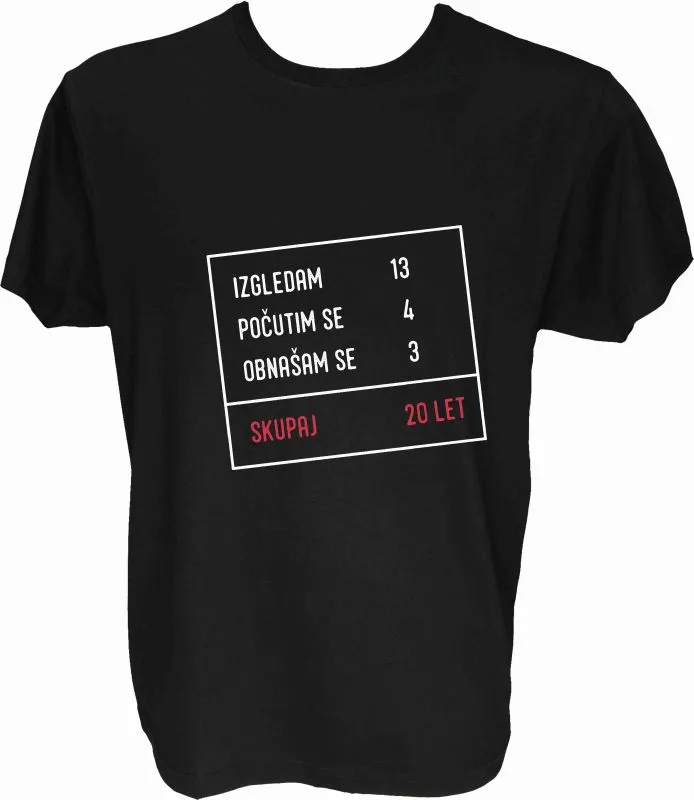 Majica-Izračun v okvirju 20 let XXL-črna