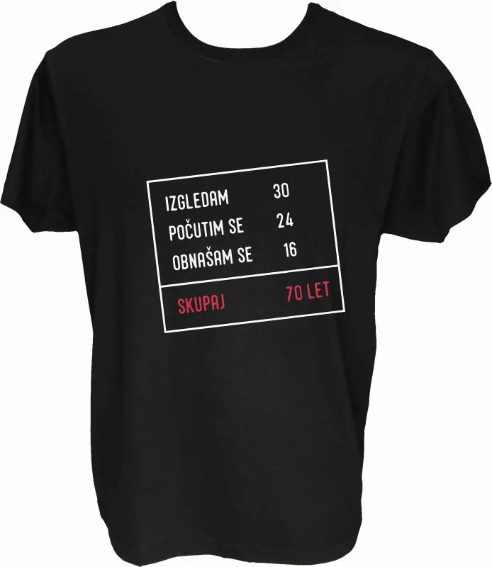 Majica-Izračun v okvirju 70 let XXL-črna