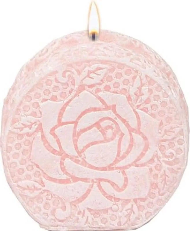 Sveča dišeča, dekorativna, ovalne oblike, roza, 8x8cm
