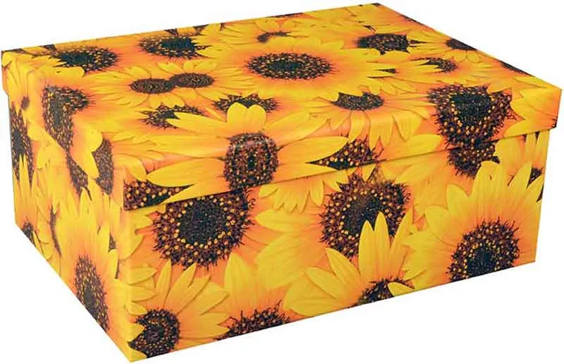 Darilna škatla kartonska sončnice 23x16,5x10,5cm