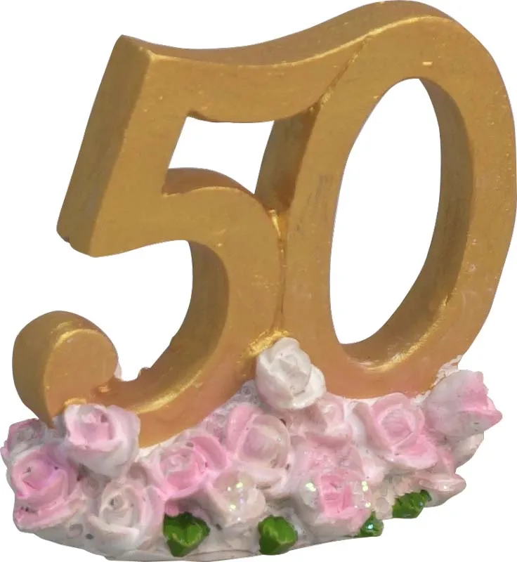 Številka 50 za zlato poroko s cvetovi 6x4x6cm
