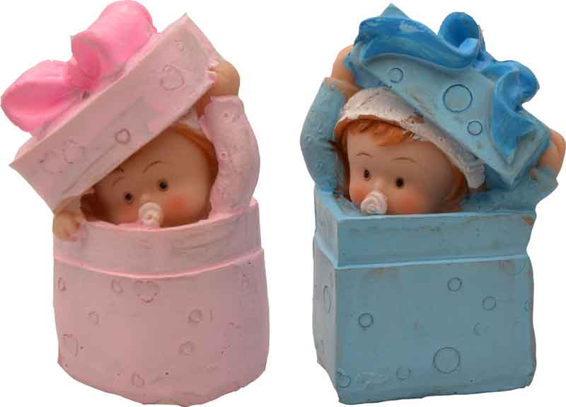 Figura dojenček v darilni škatli roza/modra 4,5x3,5x8cm sort