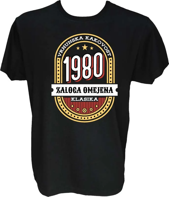 Majica-Vrhunska kakovost zaloga omejena klasika 1980 M-črna