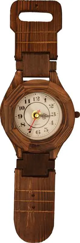Ura stenska lesena, v obliki ročne ure, 11x36cm