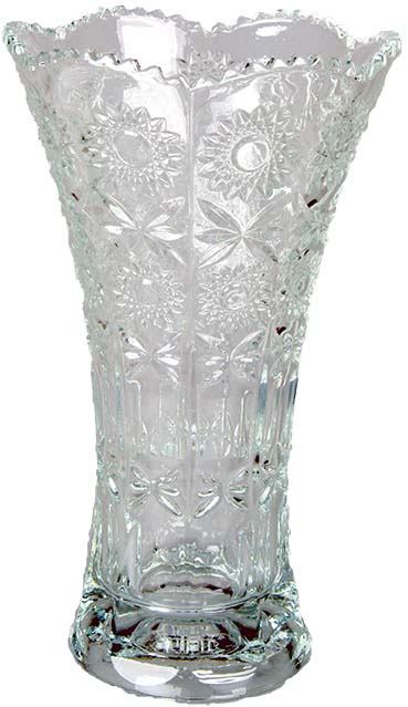 Vaza steklena, vzorec cvetja, 14x24.5cm