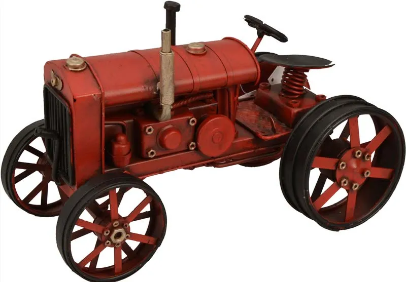 Ura namizna, traktor rdeč, kovina, 27x15.5x16cm
