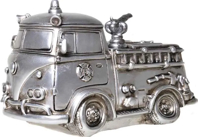 Hranilnik gasilski avto srebrn, polymasa 11x18cm