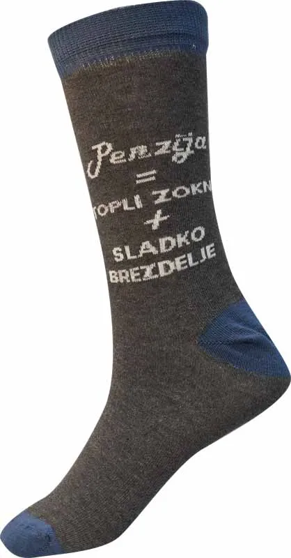Nogavice šaljive,sive, penzija+topli zokni, velikost 41-45