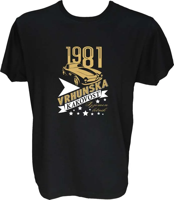 Majica-Vrhunska kakovost-izjemen letnik 1981-avto L-črna