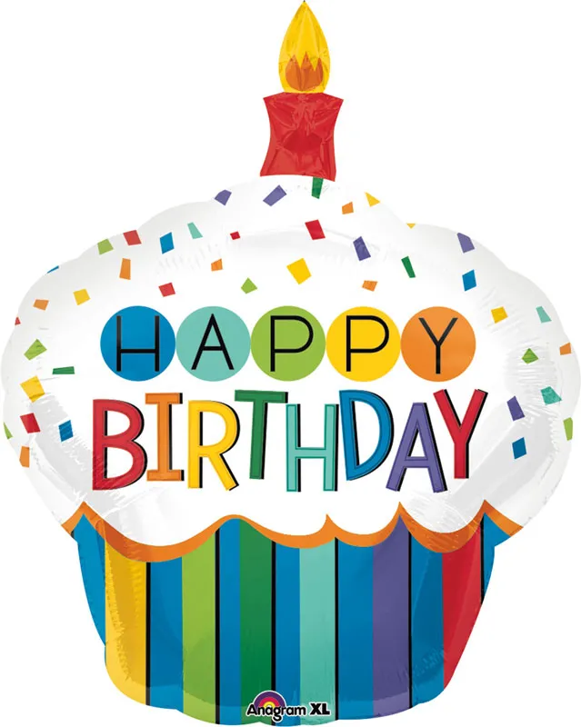 Balon napihljiv, za helij, Cup Cake, Happy Birthday, 73x91cm