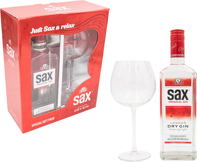 Sax Original  Dry Gin, 0.70l + kozarec, v darilni embalaži