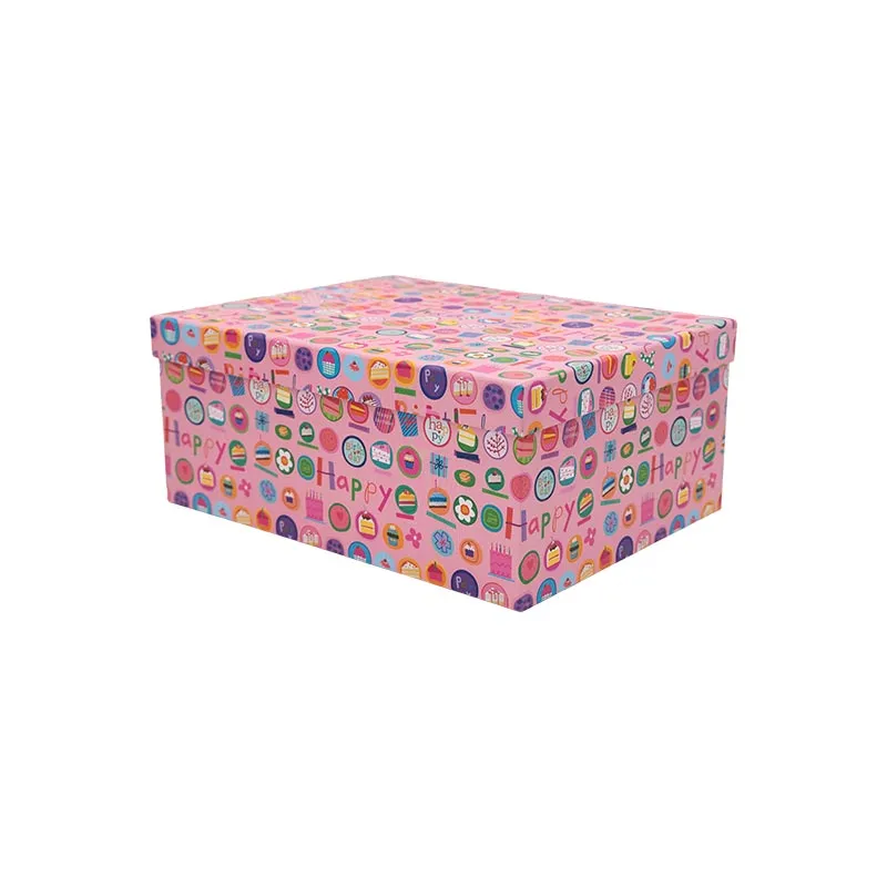 Darilna škatla kartonska, roza, Happy Birthday, 21x15x8.5cm