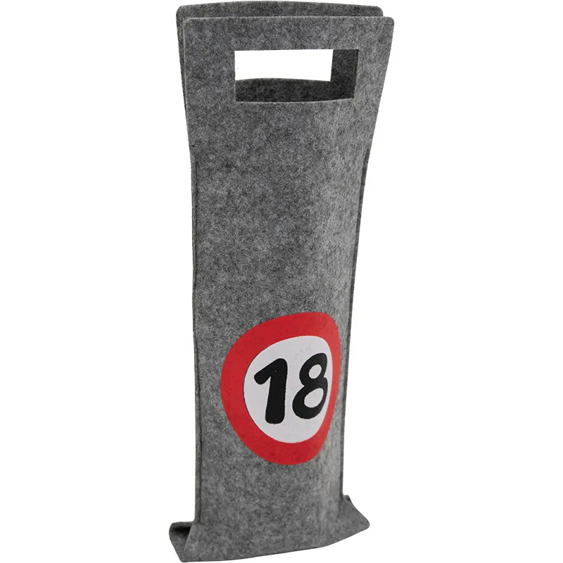 Darilna vrečka za steklenico iz filca, prometni znak 18, 40x14.5cm