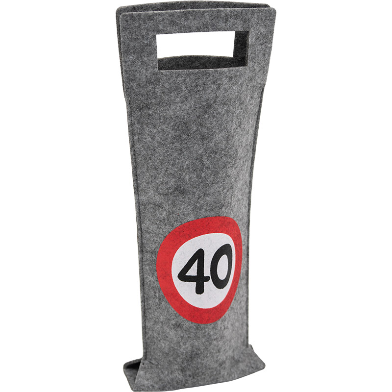 Darilna vrečka za steklenico iz filca, prometni znak 40, 40x14.5cm