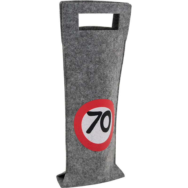 Darilna vrečka za steklenico iz filca, prometni znak 70, 40x14.5cm