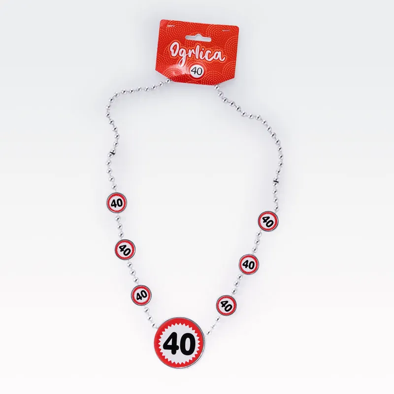 Ogrlica iz umetne mase, prometni znak 40, 80cm