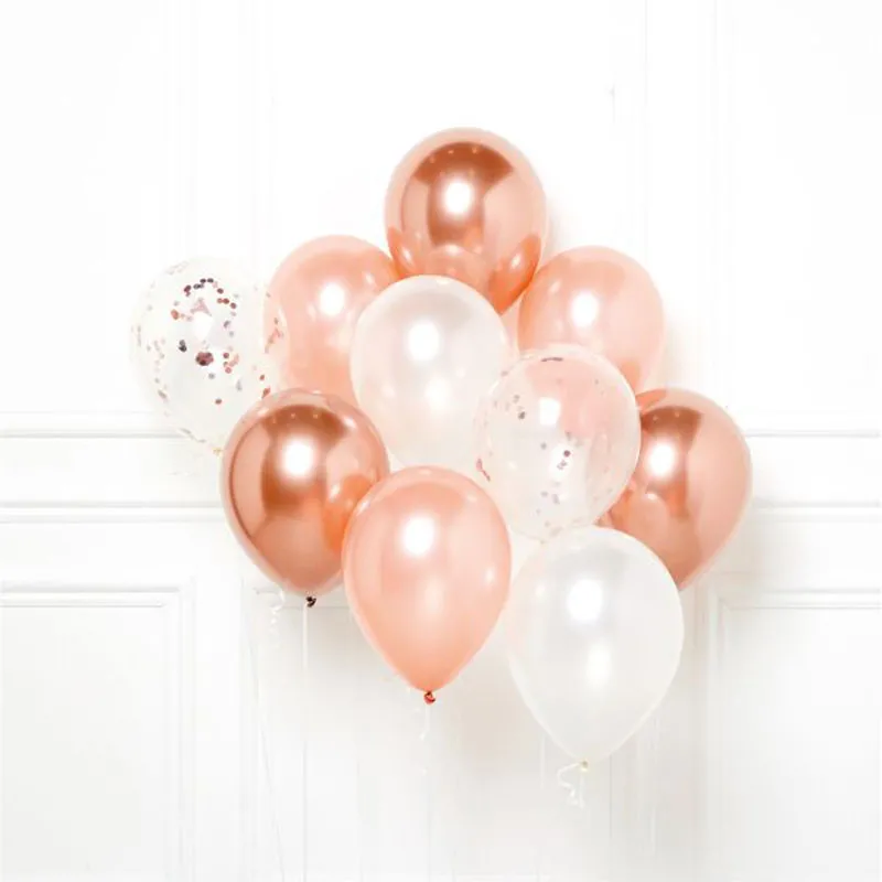 Set balonov iz lateksa, rosegold/pearl, (10 balonov, 10 vrvic 1.5m)
