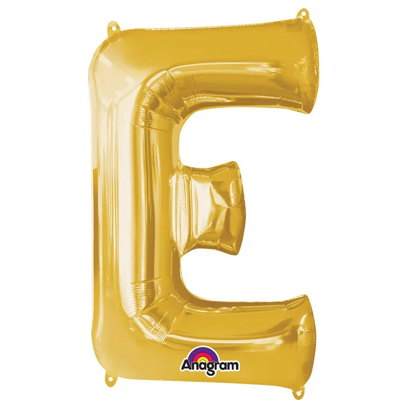 Balon napihljiv, "E", zlati, 40cm + palčka za napihnit