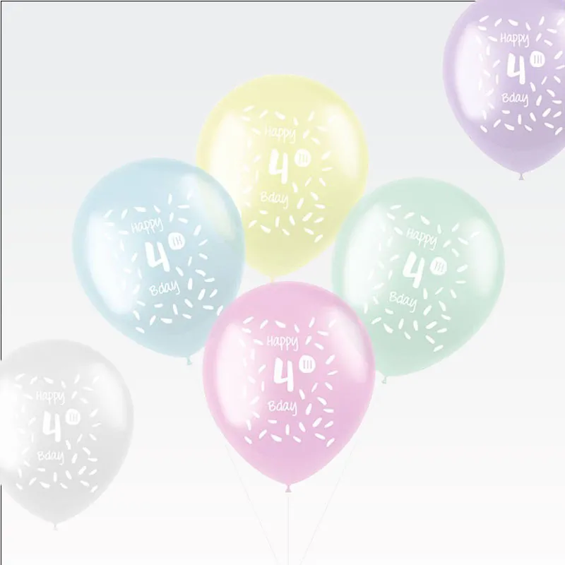 Baloni barvni iz lateksa, 4. rojstni dan, 6kom, 33cm
