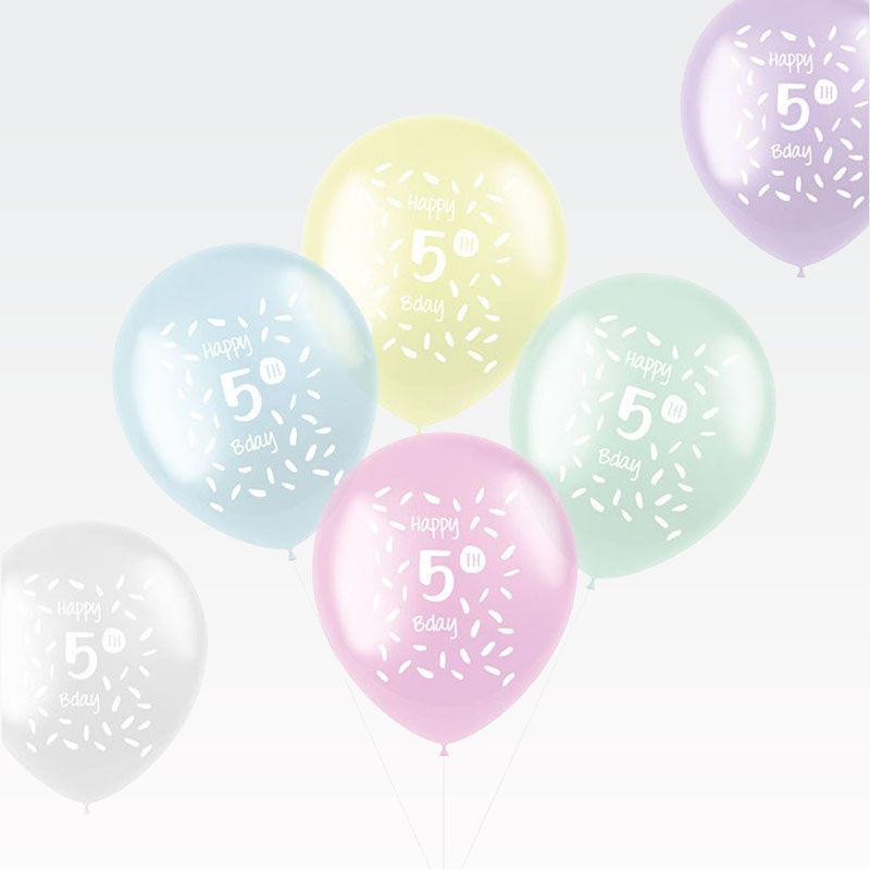 Baloni barvni iz lateksa, 5. rojstni dan, 6kom, 33cm