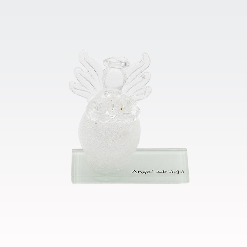 Angel steklen, na steklenem  podstavku, Angel zdravja, 4.5x5cm