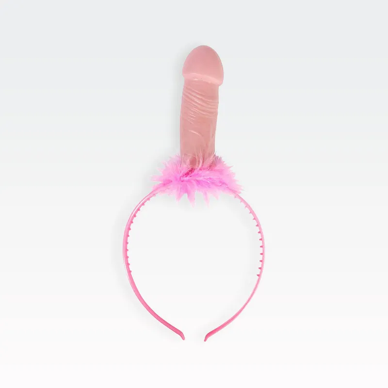 Igra za dekliščino, naglavni trak penis + krogci, PVC, roza