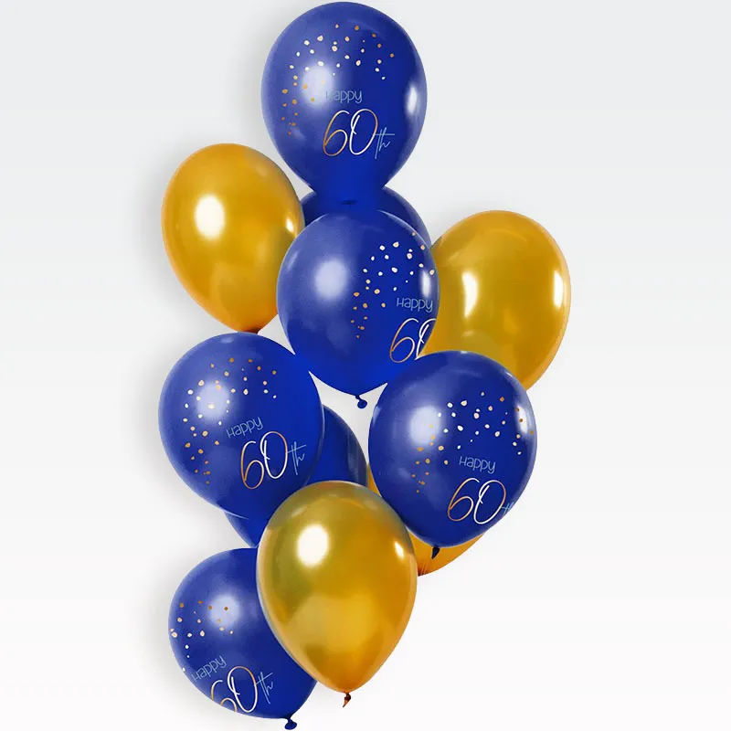 Baloni barvni, 12kom, 60, modri/rumeni, iz lateksa, 33cm