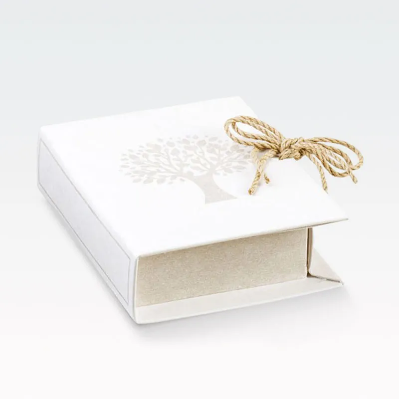Darilna škatla kartonska, "BOOK", knjiga bela, drevo, 70x60x30mm