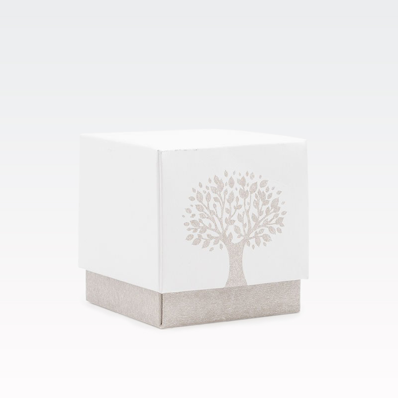 Darilna škatla kartonska, "FLEUR", škatlica s pokrovom, drevo, 70x70x70mm