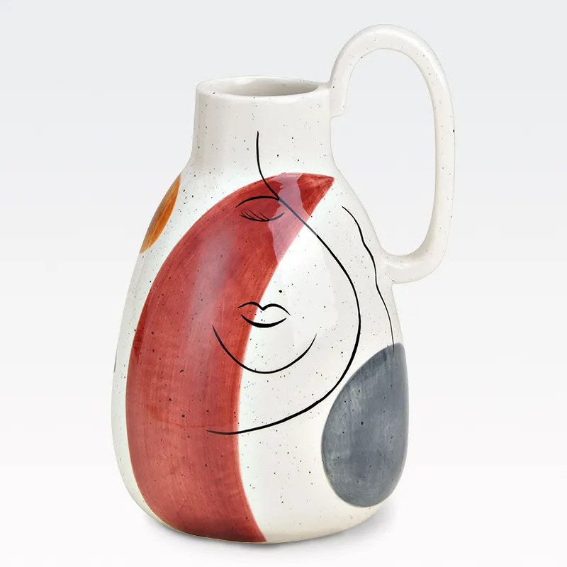 Vaza v obliki vrča, s poslikavo, keramična, 15x23x14cm