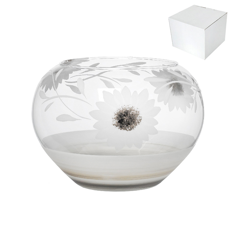 Vaza z dekoracijo, steklena, 25cm