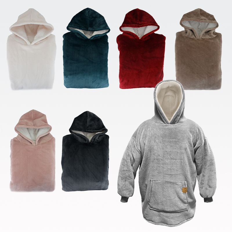 Pulover s kapuco - Hoodie Solid Color, XXXL, UNI, 100% poliester - mehka flanela , one size, sort.