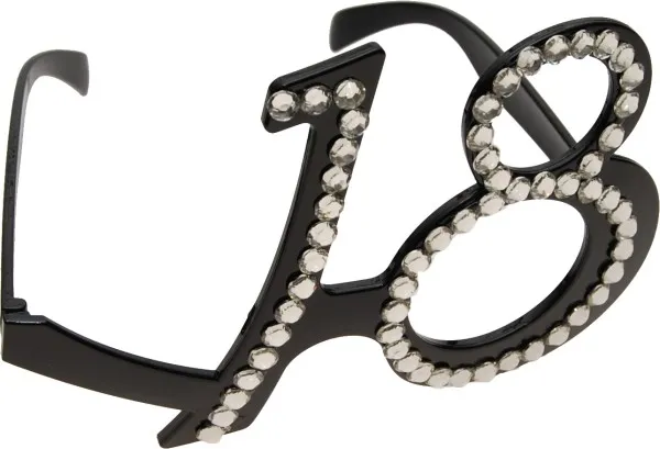 Očala dekorativna, 18-črna z bleščicami