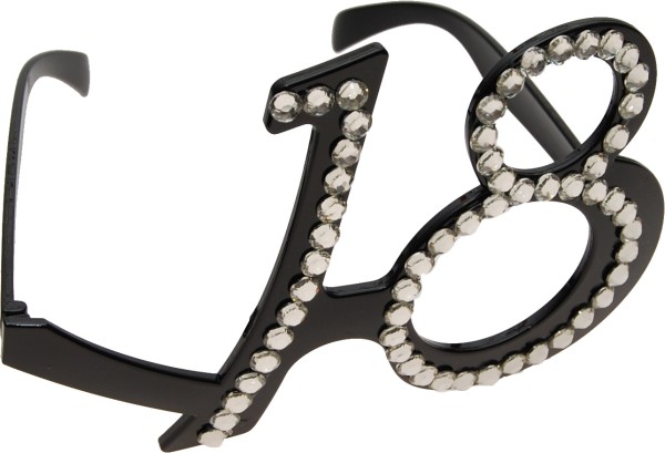Očala dekorativna, 18-črna z bleščicami