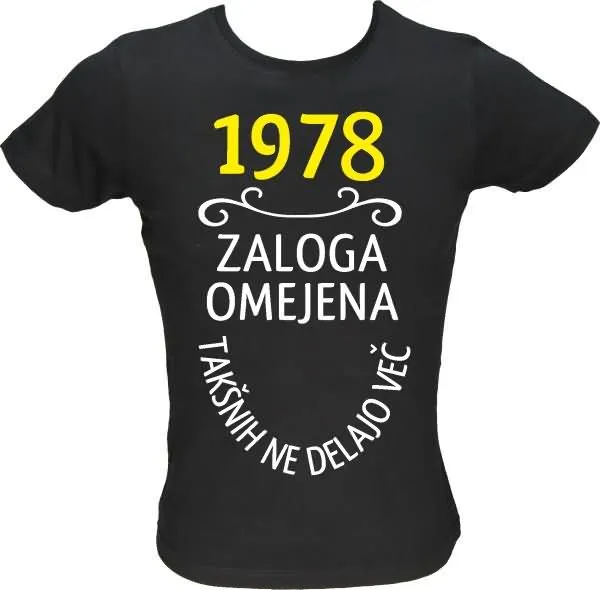 Majica ženska (telirana)-1978, zaloga omejena, takšnih ne delajo več M-črna
