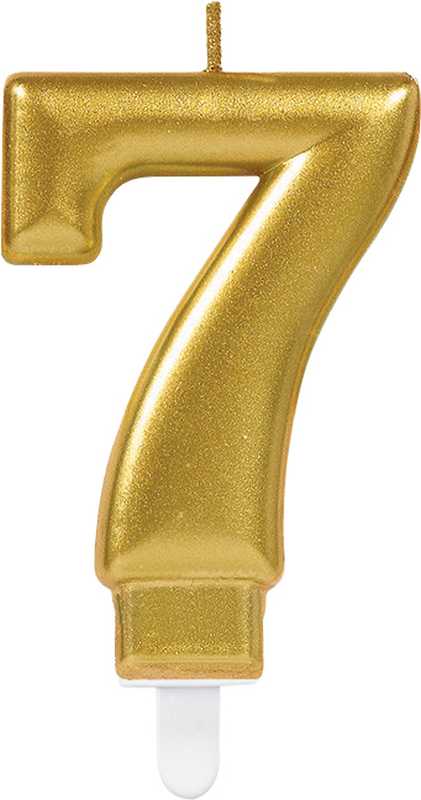 Svečka za torto v obliki številke,"7", zlata, 9cm