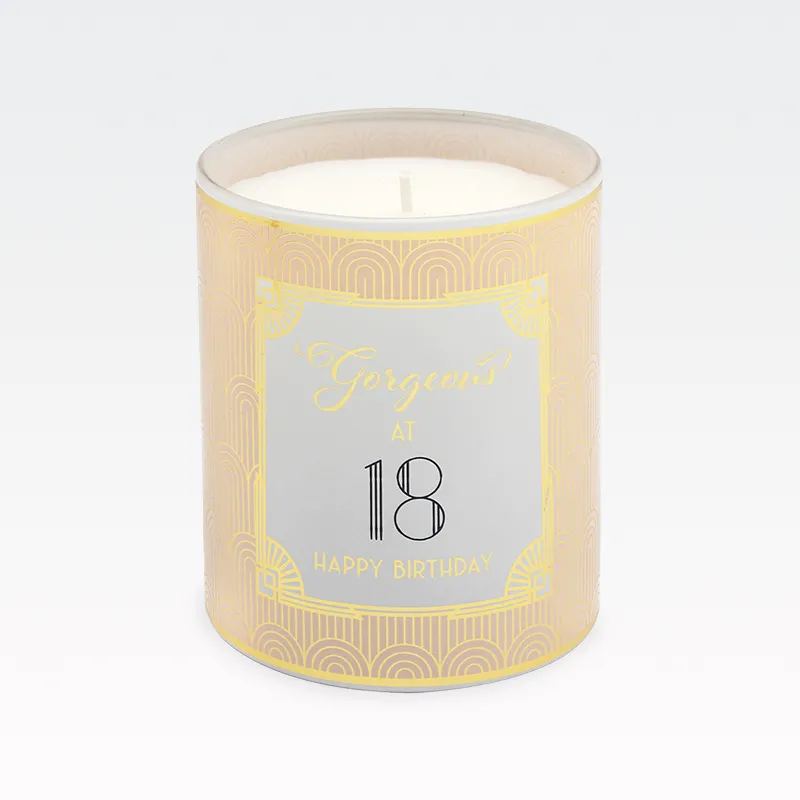 Sveča dišeča, Vanilla Cream, za 18 let, "GORGEOUS AT 18", v darilni embalaži, 9.5cm