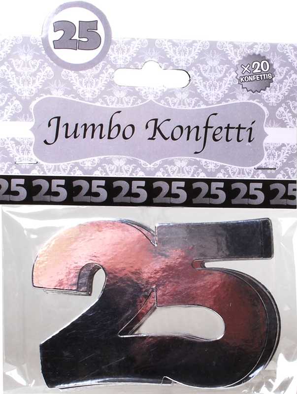 Jumbo konfeti, srebrni, "25", 20/1, 7cm