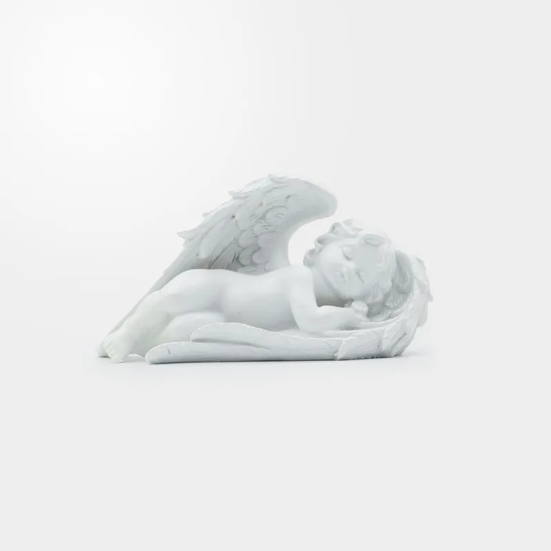 Angel ležeč v krilih, bel, polimasa, 20x8cm,321g