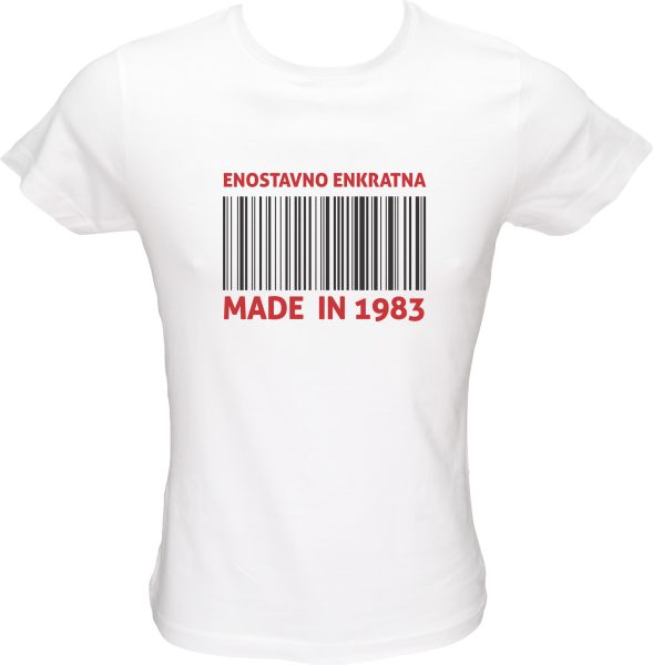 Majica ženska (telirana)-Enostavno enkratna (1983) M-bela